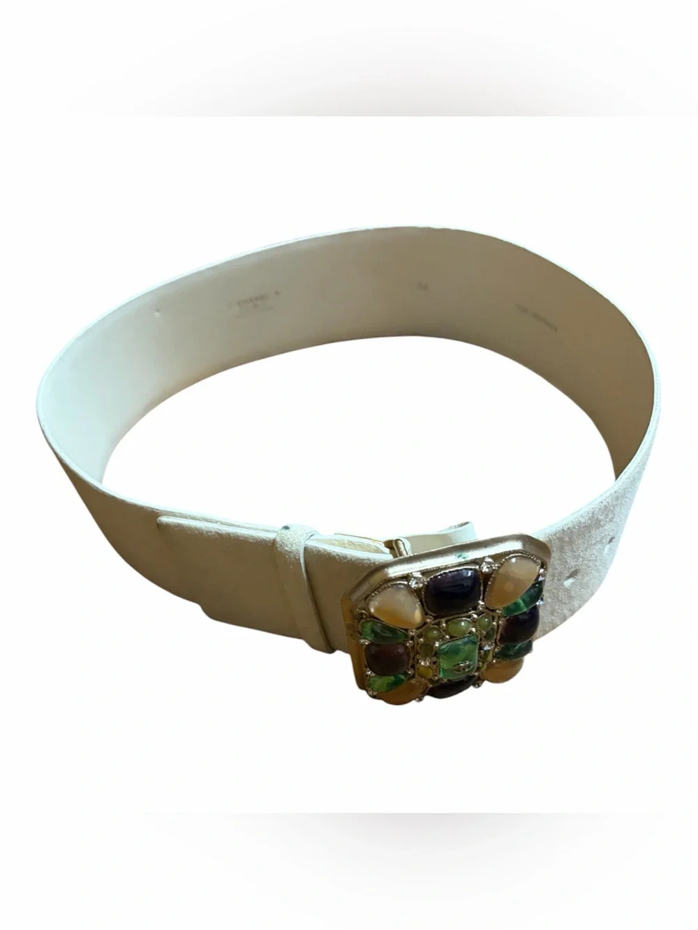 White Suede Chanel Gripoix Pate De Verre Belt Year 2008